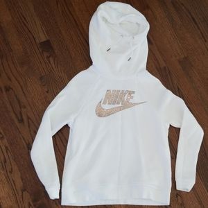 Nike White Hooded with pockets Logo Sweatshirt.